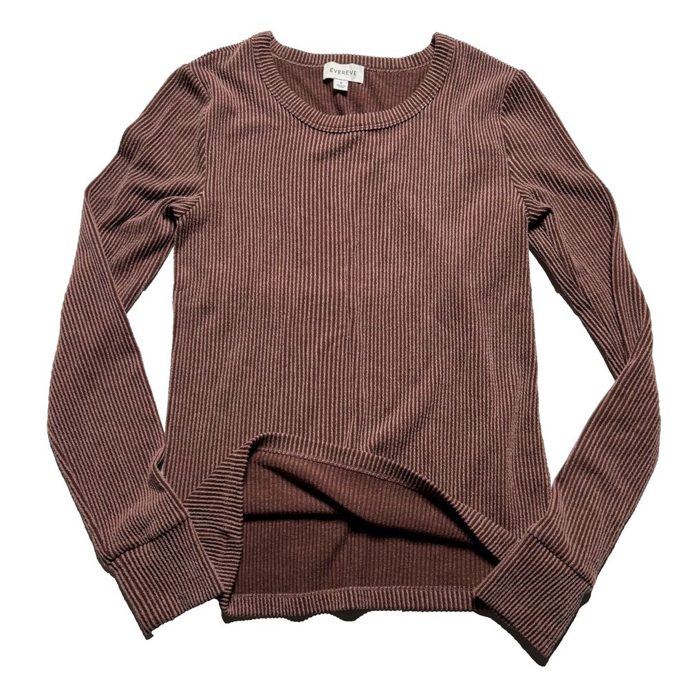 Everlane Maroon and Light Pink Stripped Long Sleeve Shirt Women's Small